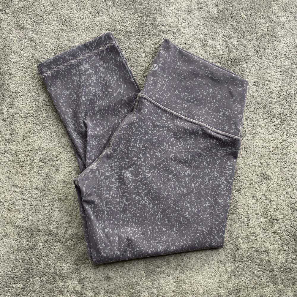 Lululemon Wunder Under Leggings Womens 10 Crop 21" Indigo Spray Cadet Blue Gym